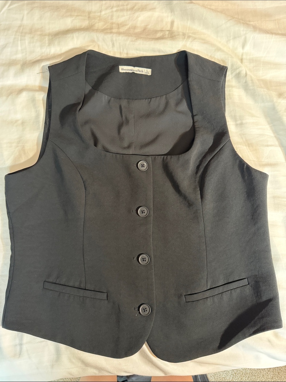 Abercrombie & Fitch Black Button Front Women's Vest